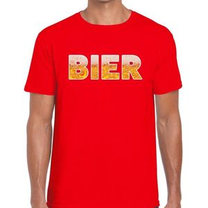 Bier tekst t-shirt rood heren - feest shirt Bier voor heren L