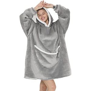 Zachte oversized trui met mouwen voor dames en heren - Lamswol flanel warme tv-dekens