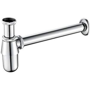 Universele Metalen Sifon voor Wasbak en Wastafel met Glanzende Chroomafwerking