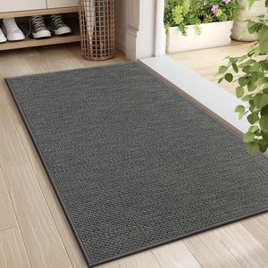Famanu Binnendeurmat 60 x 90 cm, antislip deurmat, wasbare vuilvangmat, dunne deurmat, absorberend entreekleed, reinigingsmat, entreemat voor gebruik binnenshuis, grijs