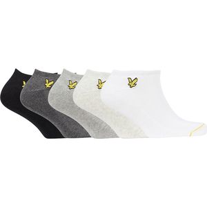 Lyle & Scott 5P sneakersokken ruben zwart, grijs & wit - 40-46