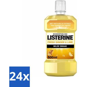 24 x Listerine Mondwater Fresh Ginger & Lime 500 ml - Mondwater - Gember - Limoen - Tandplak - Tandenpoetsen