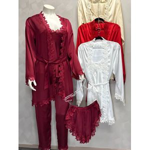 Zijde Dames Pyjama Set - White