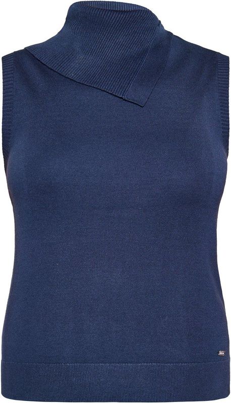 Dreimaster - Slipover - Marine - Mouwloos - Elegante Sjaalkraag