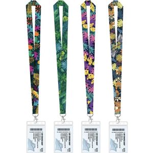 4 stuks Lange Lanyard Sleutelhanger en Keycord - tropical basic - Badgehouder met Clip trekkoord - Uittrekbare Badge Pashouder - Kaarthouder Keykoord - Houder voor Kaart/Sleutels - Telefoon/GSM Koord - Sleutelkoord - Plastic ID Pashouder Ketting