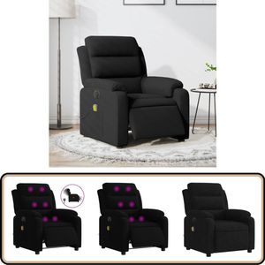 vidaXL Massagestoel - Elektrisch Verstelbaar - Fluweel Zwart Massagestoel - Elektrische Fauteuil - Relaxstoel - Fluweel Stoel - Zwarte Fauteuil