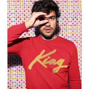 King / Queen Trui Premium Red Gold (King - Maat XS) | Koppel Cadeau | Valentijn Cadeautje voor hem & haar