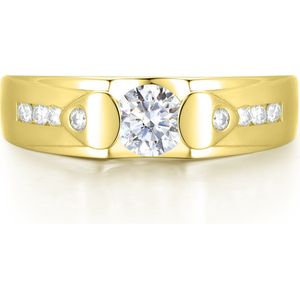 Onyx - 14k Geelgouden Heren Moissanite Ring met Zijstenen