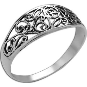 Zilveren ring dames | Zilveren ring, bewerkt motief