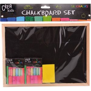 Krijtbord - Krijtjes - Krijtbord Voor Kinderen - Schoolbord - Krijtbord Met Houten Frame - Klein Krijtbord - Met Wisser En Krijtjes - Tekenbord - Krijt Bord - Speelgoed - Tekenen - Verjaardag - Kinderfeestje - Verjaardagscadeau - Kleuren - Creatief