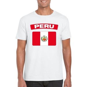 T-shirt met Peruaanse vlag wit heren XL