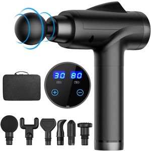 Professionele Diepe Spier Massage Apparaat - 6 Verwisselbare Opzetstukken & 30 Snelheidsniveaus - Stille Borstelloze Motor - Draagbaar Ontwerp - Ideaal voor Atleten (Zwart)