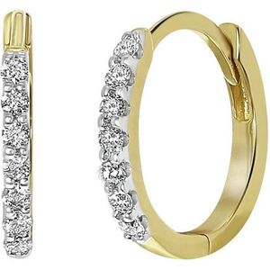 Lucardi Dames Oorbellen met diamant 0,15ct - Oorbellen - Cadeau - 14 Karaat Goud - Geelgoud