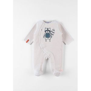 Noukie's - Pyjama - 1 delig - Fluweel - Licht beige -Wasbeer - 1 maand 56