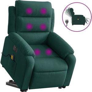 vidaXL Sta-op-massagestoel elektrisch verstelbaar fluweel donkergroen