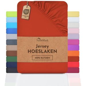 Jersey hoeslaken hoeslaken, 100% katoen, 180x200cm, roestrood