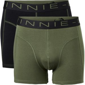 Vinnie-G Boxershorts 2-pack Black/Forest Stitches - Maat L - Heren Onderbroeken Zwart/Donkergroen - Geen irritante Labels - Katoen heren ondergoed