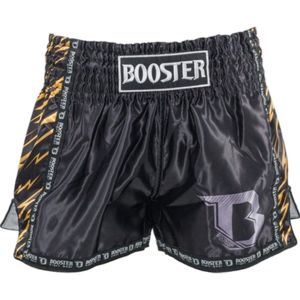 Booster Kids Muay Thai Shorts Combat Series 1 Zwart Goud - Maat 128 | 8 Jaar