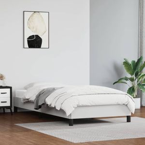 The Living Store Bedframe - Kunstleer - Multiplex lattenbodem - Wit - 203x83x25 cm - Geschikt voor 80x200 cm matras