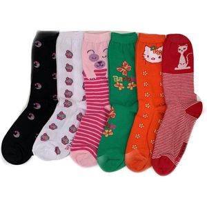 Kindersokken Meisjes 6-paar met design schoenmaat 31 32 33 34
