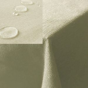 JEMIDI tafelkleed buiten 130 x 300 cm - Tafellaken afwasbaar - Tafelzeil buiten of binnen met linnenlook - Vuil- en waterafstotend - Champagne