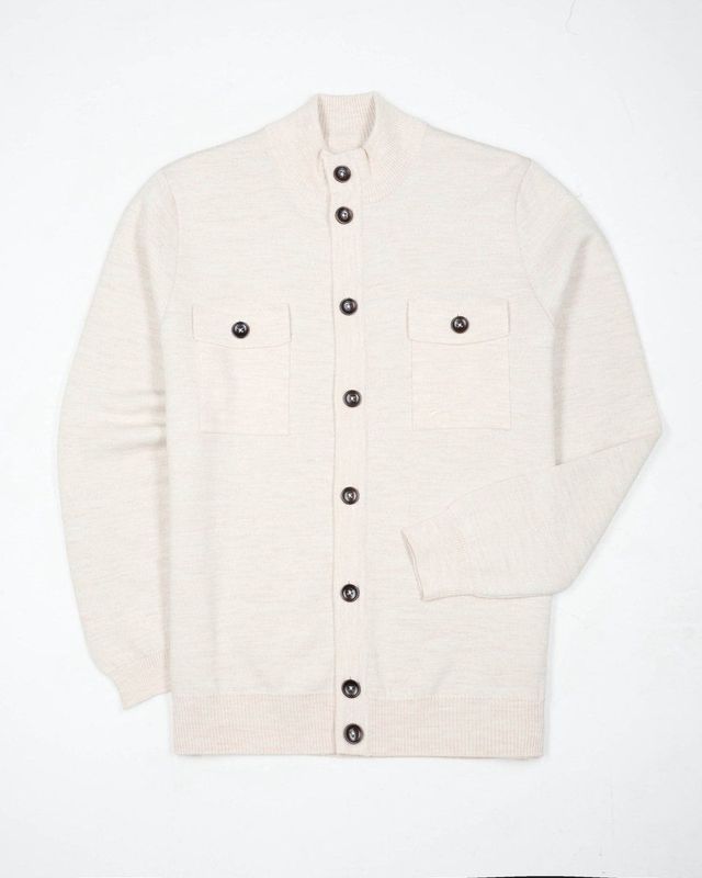 Campbell vest met wol fijn gebreid donkerblauw