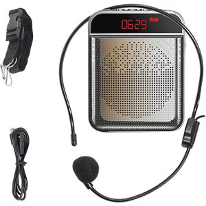 Draagbare bluetooth-spraakversterker met microfoon en hoofdtelefoon, oplaadbaar 3000 mAh, ideaal voor leraren en gidsen