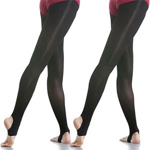Zwarte Ballet Maillot voor Meisjes en Vrouwen - 2 Paar Danspanty Kousen Leggings