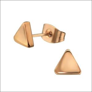 Aramat jewels ® - Oorbellen driehoek zweerknopjes rosékleurig chirurgisch staal 6mm