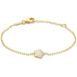 14K - Geelgouden Armband - Bloem - Parelmoer - 1,2 mm - 13 cm