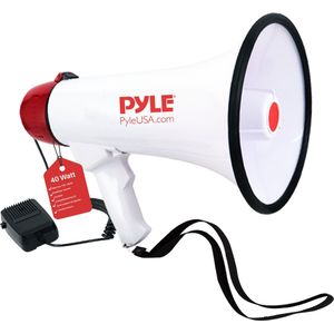 Pyle megafoon, 40 Watt professionele Luidspreker helder geluid & ergonomische grip, Multifunctioneel met gesprek, sirene, volumeregeling, afneembare handmicrofoon - binnen- en buitensporten, noodhulp