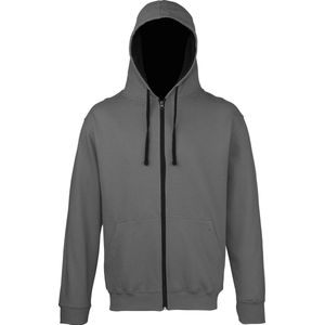 Awdis Heren Varsity Hooded Sweatshirt / Hoodie / Zoodie (Houtskool/Straalzwart)