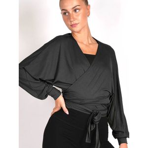 Namastae® Kimono dames | Kimono vest | Yoga kimono | Lange mouw | Zwart | Maat XS/S