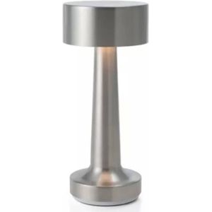 AXFU© luxe tafel lamp - Oplaadbaar en dimbaar - Moderne touch lamp - Zilver - Nachtlamp draadloos - Horeca kwaliteit