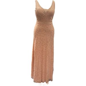 Avond-Feest maxi jurk lang met U-hals | Crème kleur