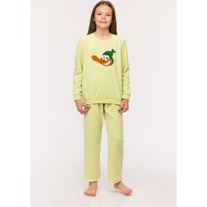 Woody pyjama meisjes - eend - lichtgroen - 242-10-POP-S/705 - maat 176