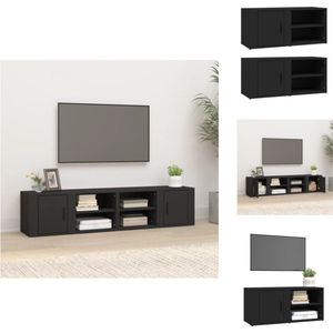 vidaXL Mediatv-meubels - bewerkt hout - 80x31.5x36 cm - zwart (set van 2) - Kast