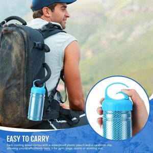 4-pack verkoelende handdoeken, 100 x 30 cm, ademend en draagbaar voor nek en gezicht, perfect voor warm weer (Blauw)