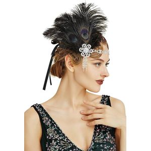 Hoofdband met veren in jaren 20-stijl, Art Deco Flapper haarband, Great Gatsby hoofdband, kostuumaccessoires voor dames