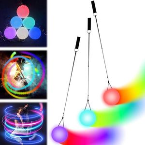 Poi-ballen 3 stuks poiballenset led glow met regenboogkleuren en stroboscoopeffect voor beginners