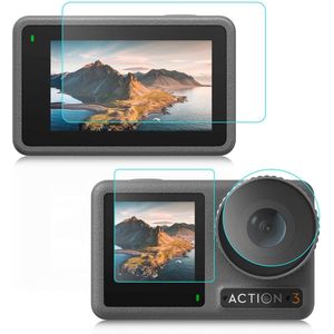 PULUZ voor DJI Osmo Action 3 PULUZ 3-in-1 camera, voor- en achterscherm, gehard glas en explosieveilige folie