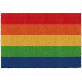 Relaxdays deurmat kokos - regenboog - 60 x 40 cm - antislip - meerkleurig