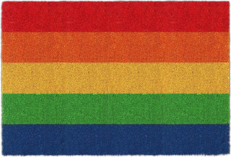 Relaxdays deurmat kokos - regenboog - 60 x 40 cm - antislip - meerkleurig