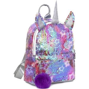 Eenhoorn kinderrugzak roze/lila - Pailletten unicorn schooltas voor kinderen - Schoolrugzak, schoudertas, meisjes rugtas