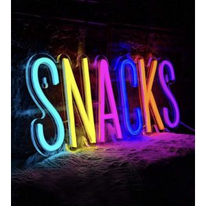 Neon verlichting snacks - Snack - Letters - Neon wandlamp - Professionele verlichting - Neon ligt - Sfeerverlichting - Neonlicht - Neon lamp - Neonverlichting - Neon verlichting - Tafellampen - Verlichting - Kindertafellampen - Kinderlamp