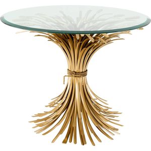 Eichholtz - Design bijzettafel - 'Bonheur'- Antique Gold- �ø 80 x H. 55 cm | glas ø 70 cm