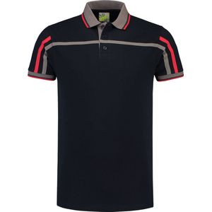 Lemon & Soda polo met tipping en korte mouwen voor heren in de kleur donkerblauw in de maat L.