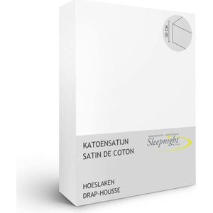 Sleepnight Hoeslaken - Satijn - (hoekhoogte 30 cm ) blanc - B 160 x L 200 cm - Lits-jumeaux - Geschikt voor Standaard Matras/Boxspring/Matras + Topper - 798519-B 160 x L 200 cm