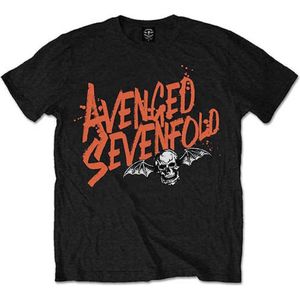 Avenged Sevenfold - Orange Splatter Heren T-shirt - S - Zwart