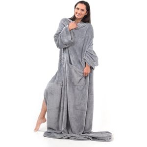 Inovra ® Deken, Microvezel Fleece Deken met Mouwen, Zakken en Zachte Voetzak